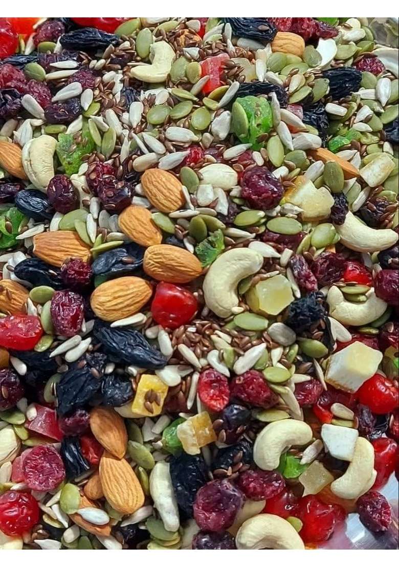 Bandhal Premium Deshi Homemade Seeds And Nuts Mix 500 Gm. Natural Superfood Breakfast Blend, High Protein Energy Boost, 500G Resealable Pouch - Indya