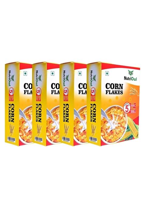 Nutriowl Corn Flakes 200G – Whole Grain Breakfast Cereal, Rich In Fibre, High In Calcium & Protein, Packed With Essential Vitamins & Minerals (Pack Of 4)