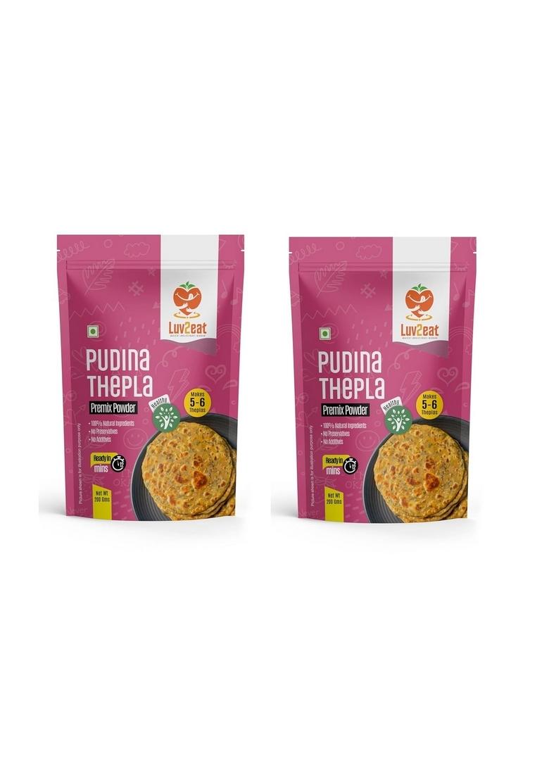 Luv2Eat® Phudina (Mint) Thepla Premix – Pack Of 2 X 200G | Instant Gujarati Thepla Mix | Ready To Cook & Eat | Refreshing Indian Flatbread Snack