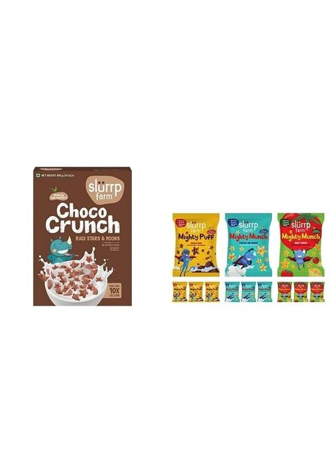 Slurrp Farm Choco Crunch Chocolate Cerealfor Kids | 400 G & Slurrp Farm Healthy Snacks For Kids| 12 X 20G Packs