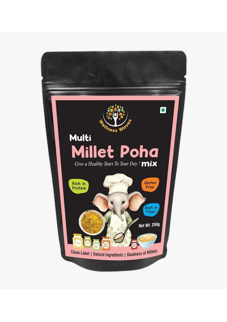 Wellness Waves Multi Millet Poha Mix, Gluten Free, High Protein & Fibre, 250G - Indya
