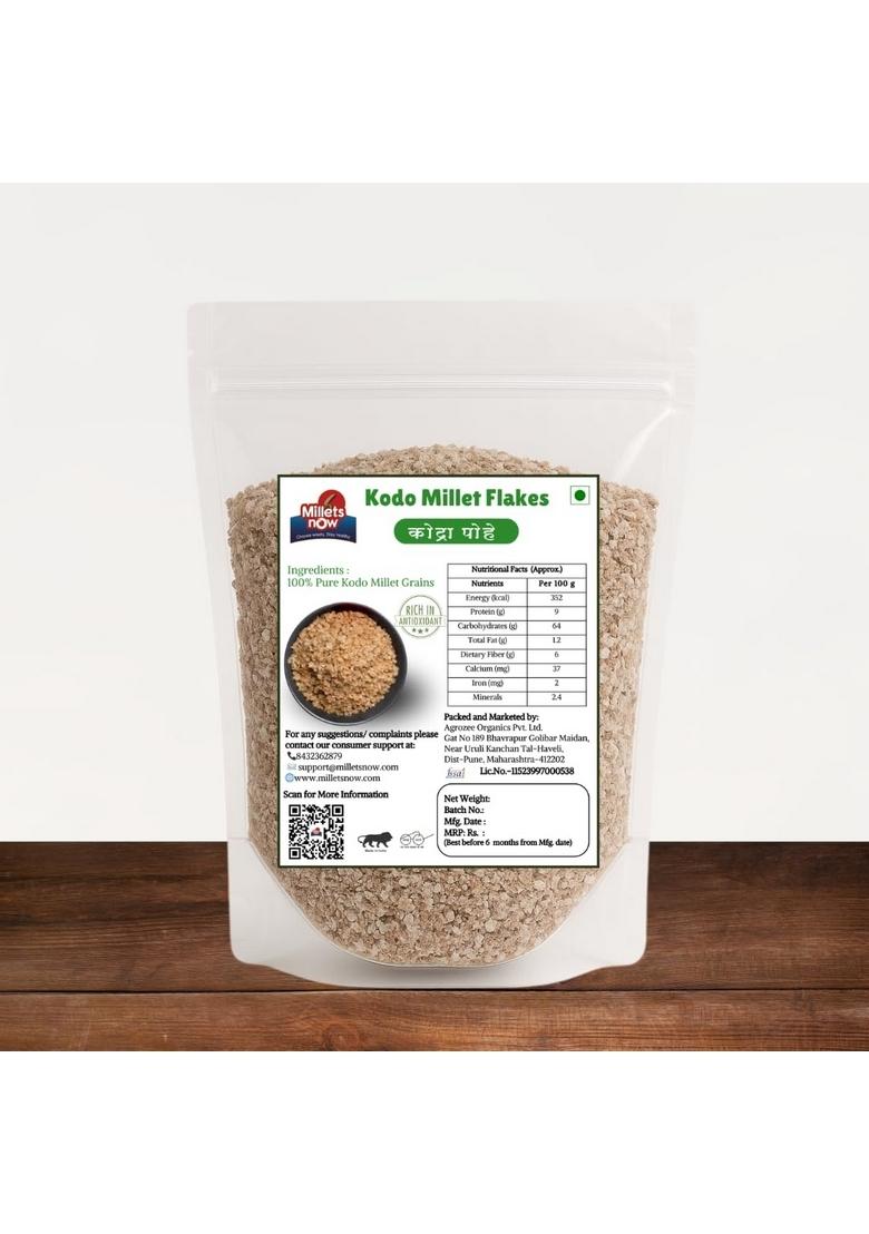 Millets Now Healthy Kodo Millet Flakes | Gluten-Free, High-Fiber & Low-Gi | Nutritious Breakfast Cereal For Weight Management, Kids, Adults & Quick Wholesome Meals