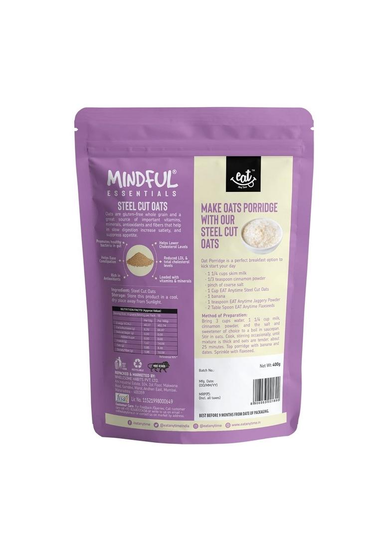 Eat Anytime Mindful Steel Cut Oats | Gluten Free | No Preservatives | High Fiber & Protein | Rich In Antioxident | Healthy Snack For Breakfast | Steel Cut Oats