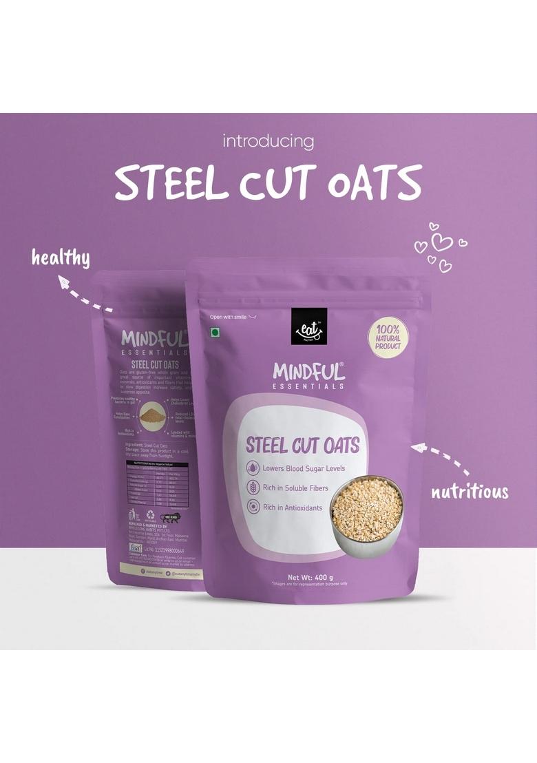 Eat Anytime Mindful Steel Cut Oats | Gluten Free | No Preservatives | High Fiber & Protein | Rich In Antioxident | Healthy Snack For Breakfast | Steel Cut Oats