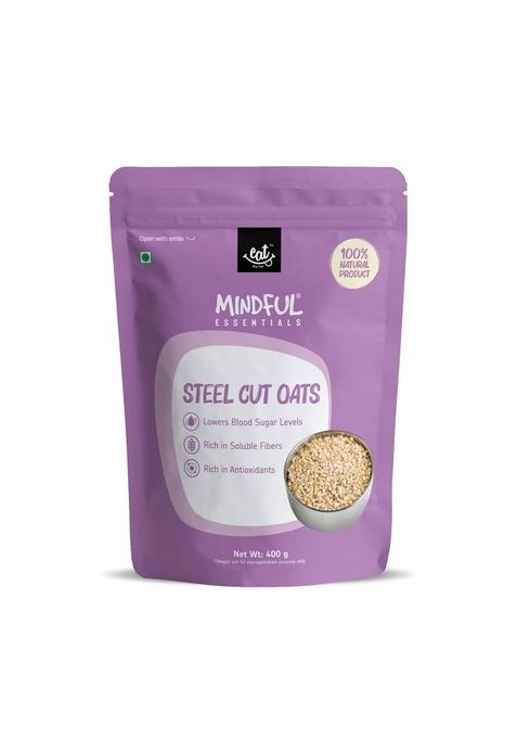 Eat Anytime Mindful Steel Cut Oats | Gluten Free | No Preservatives | High Fiber & Protein | Rich In Antioxident | Healthy Snack For Breakfast | Steel Cut Oats - 400Gm(Pack Of 2)