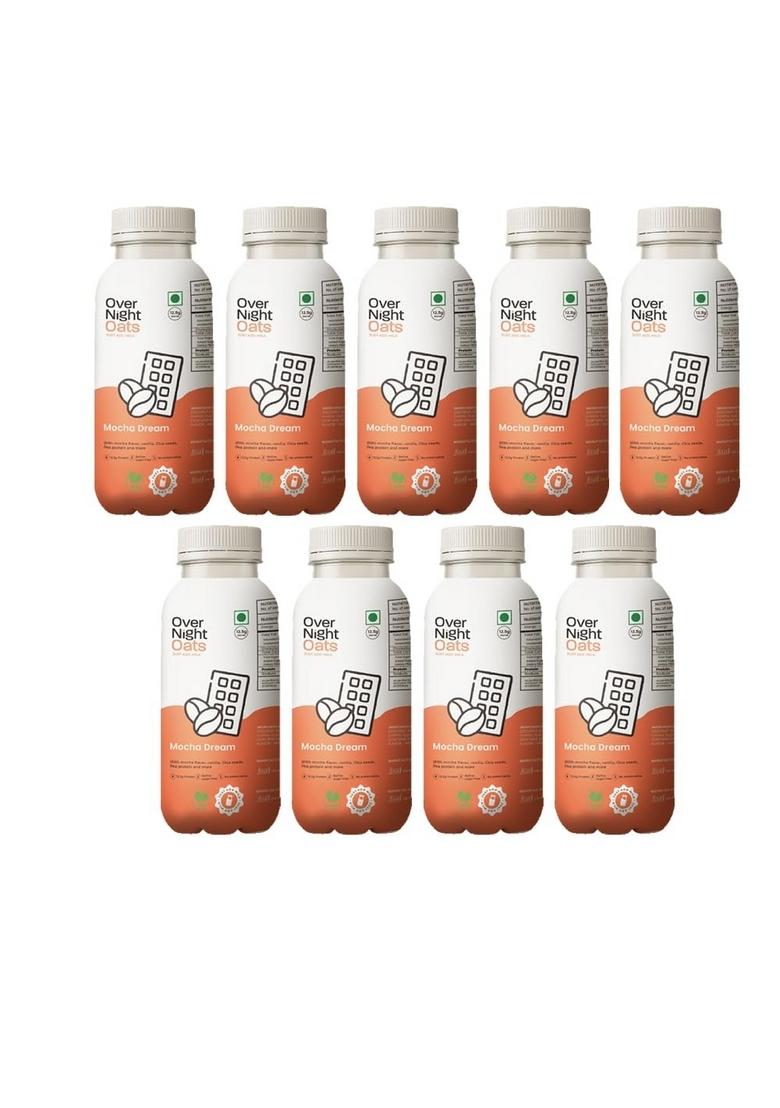 Overnight Oats With Vegan Protein | High Protein Oats Breakfast With Dietary Fibre | Just Add Milk | Ready In Minutes | No Preservatives | Mocha (Pack Of 9, 50G Each)