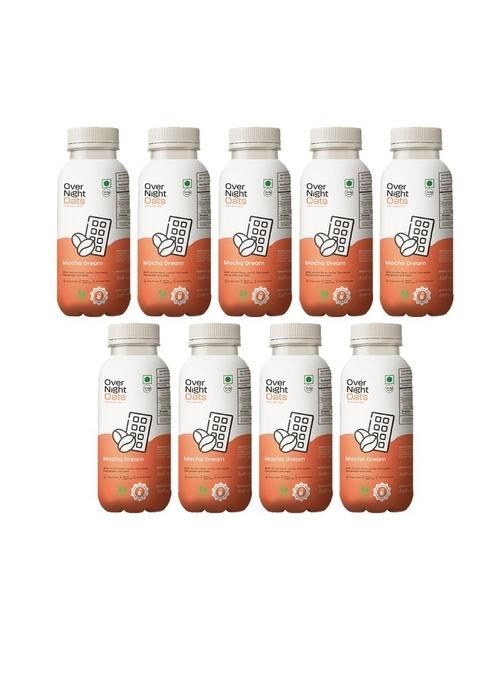 Overnight Oats With Vegan Protein | High Protein Oats Breakfast With Dietary Fibre | Just Add Milk | Ready In Minutes | No Preservatives | Mocha (Pack Of 9, 50G Each)