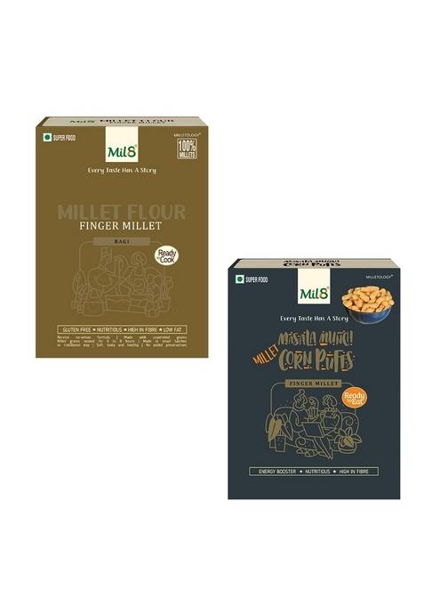 Mil8 Flour Finger & Corn Puffs Masala Combo (300Gram-30Gram) Nutritious, Delicious And Healthy Breakfast Solution