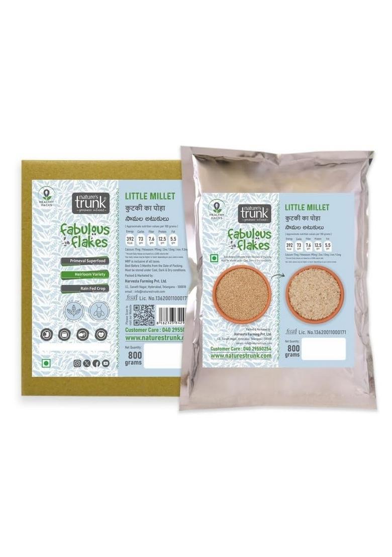 Nature'S Trunk Little Millet Flakes Poha | Kutki Poha/Saamalu Flakes, Breakfast Cereal Healthy Food | Ready-To-Eat Nutritious, Quick & Easy To Cook For All Ages (800Gm, Pack Of 1)