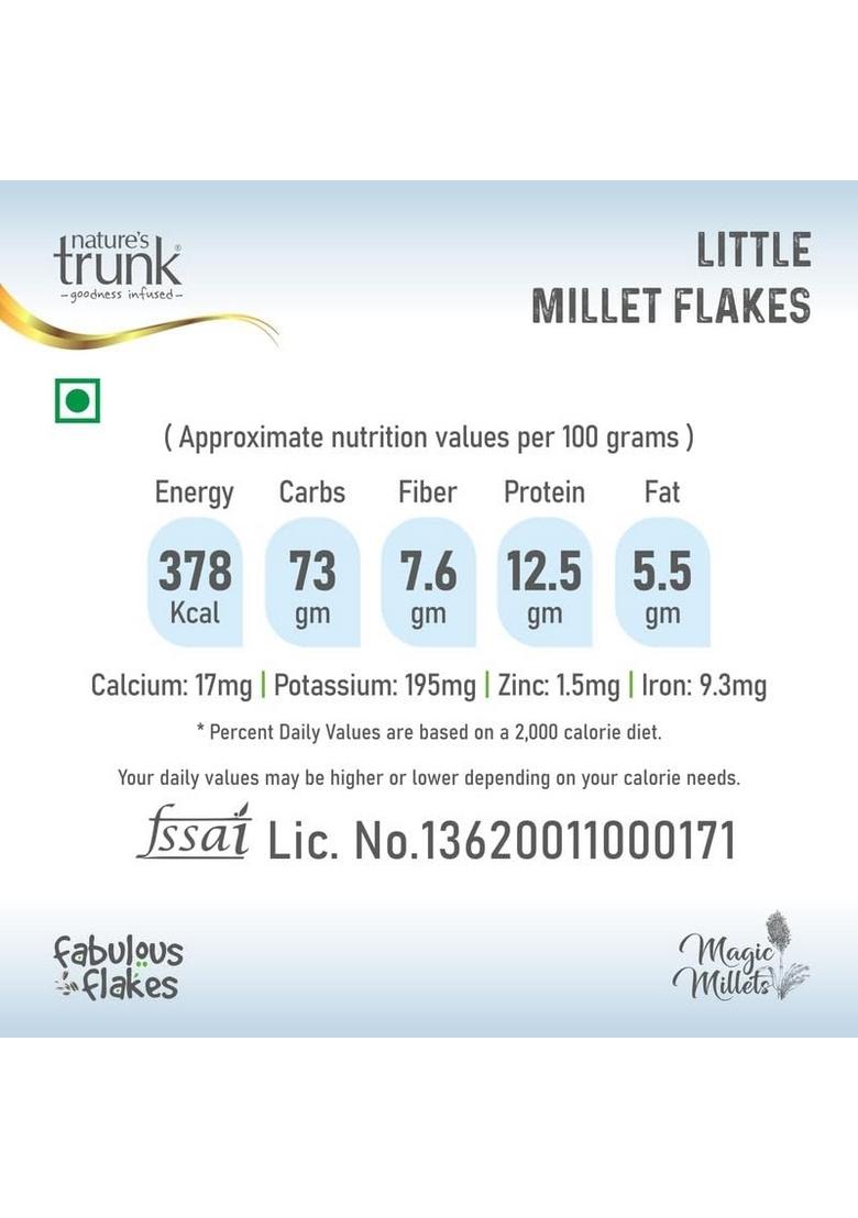 Nature'S Trunk Little Millet Flakes Poha | Kutki Poha/Saamalu Flakes, Breakfast Cereal Healthy Food | Ready-To-Eat Nutritious, Quick & Easy To Cook For All Ages (800Gm, Pack Of 1)