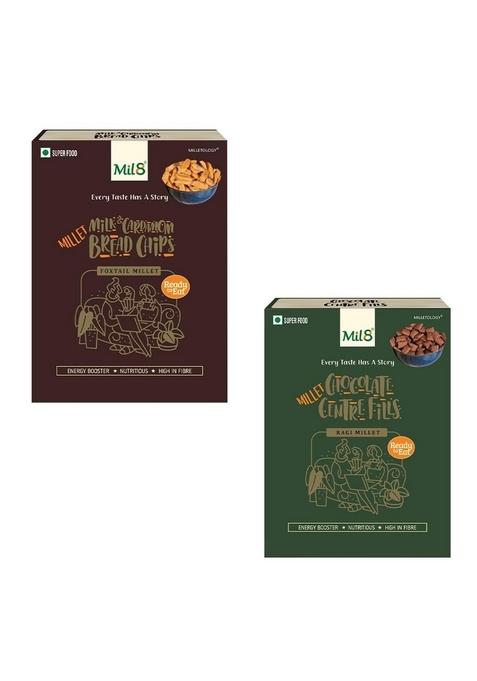 Mil8 Bread Chips Milk And Cardamom & Ragi Chocolate Centre Fills Combo (40Gram-100Gram) Nutritious, Delicious And Healthy Breakfast Solution