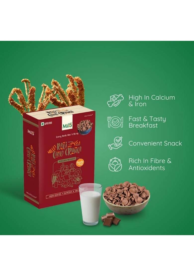 Mil8 Ragi Choco Crunch & Flakes (Aval) Finger Millet Combo (80Gram-200Gram) Nutritious, Delicious And Healthy Breakfast Solution - Indya