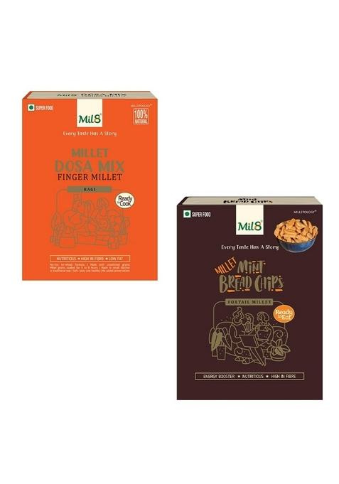 Mil8 Dosamix Finger & Bread Chips Mint Combo (300Gram-40Gram) Nutritious, Delicious And Healthy Breakfast Solution