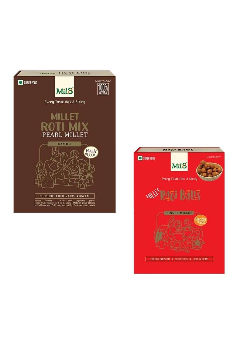 Mil8 Rotimix Pearl & Ragi Balls Combo (300Gram-40Gram) Nutritious, Delicious And Healthy Breakfast Solution - Indya