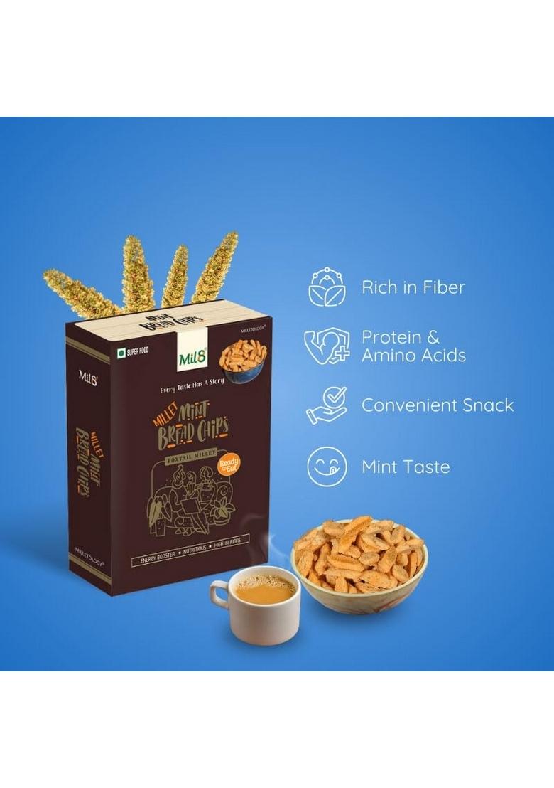 Mil8 Bread Chips Mint & Rava Sorghum Millet Combo (40Gram-300Gram) Nutritious, Delicious And Healthy Breakfast Solution