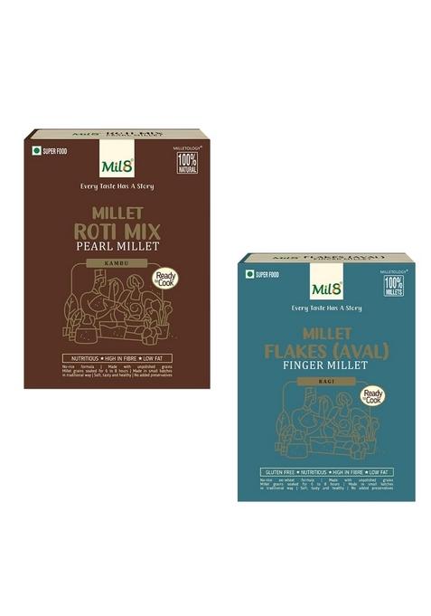 Mil8 Rotimix Pearl & Flakes (Aval) Finger Millet Combo (300Gram-200Gram) Nutritious, Delicious And Healthy Breakfast Solution