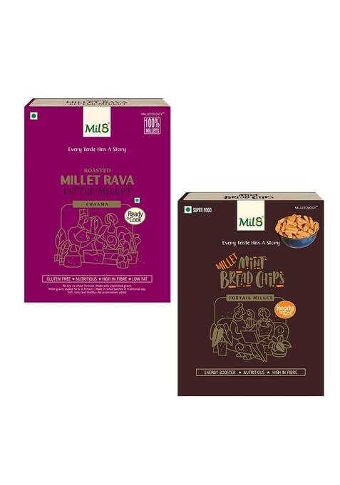 Mil8 Rava Little & Bread Chips Mint Combo (300Gram-40Gram) Nutritious, Delicious And Healthy Breakfast Solution