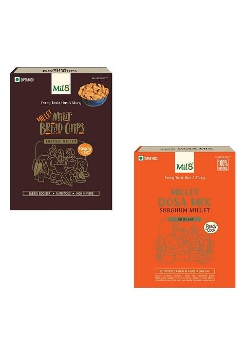 Mil8 Bread Chips Mint & Dosamix Sorghum Millet Combo (40Gram-300Gram) Nutritious, Delicious And Healthy Breakfast Solution