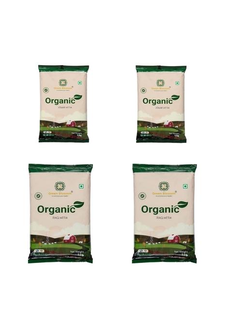 Green Blossom Organic Rolled Oats And Organic Ragi Flour 2 Kg | Combo Of 2