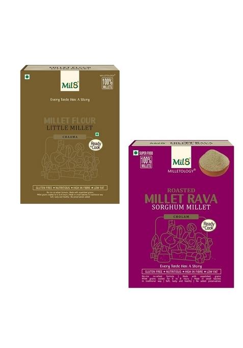 Mil8 Flour Little & Rava Sorghum Millet Combo (300Gram-300Gram) Nutritious, Delicious And Healthy Breakfast Solution