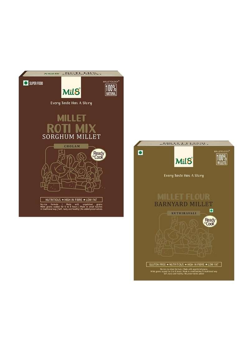 Mil8 Rotimix Sorghum & Flour Barnyard Millet Combo (300Gram-300Gram) Nutritious, Delicious And Healthy Breakfast Solution - Indya