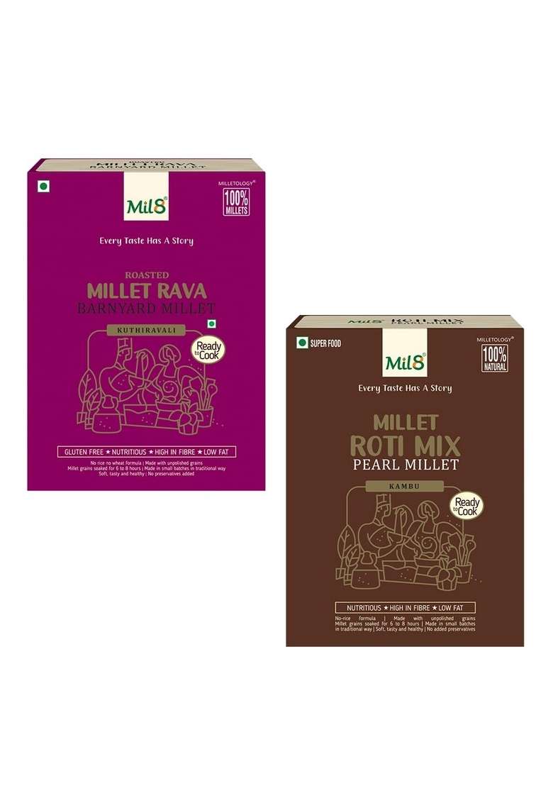 Mil8 Rava Barnyard & Rotimix Pearl Millet Combo (300Gram-300Gram) Nutritious, Delicious And Healthy Breakfast Solution - Indya