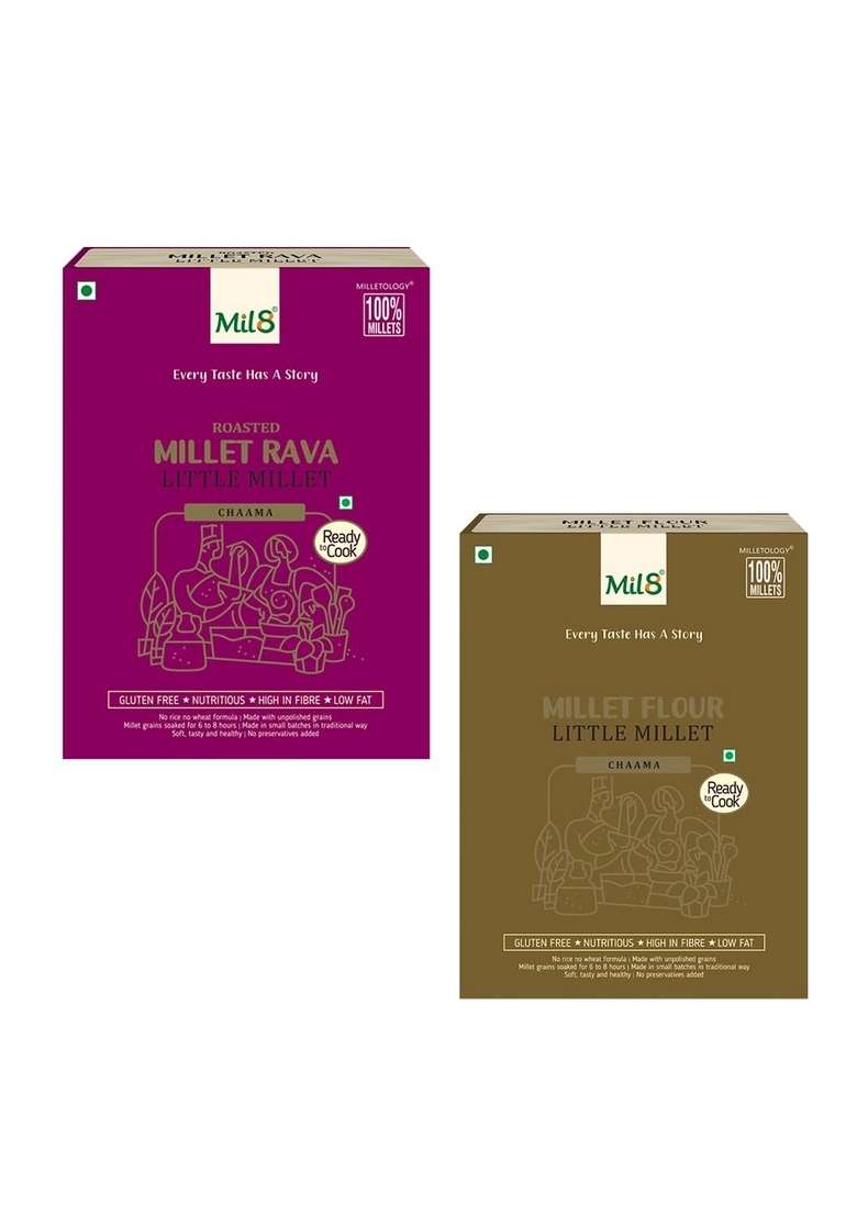 Mil8 Rava Little & Flour Little Millet Combo (300Gram-300Gram) Nutritious, Delicious And Healthy Breakfast Solution - Indya