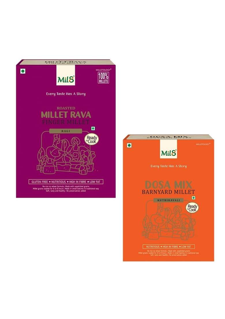 Mil8 Rava Finger & Dosamix Barnyard Millet Combo (300Gram-300Gram) Nutritious, Delicious And Healthy Breakfast Solution - Indya