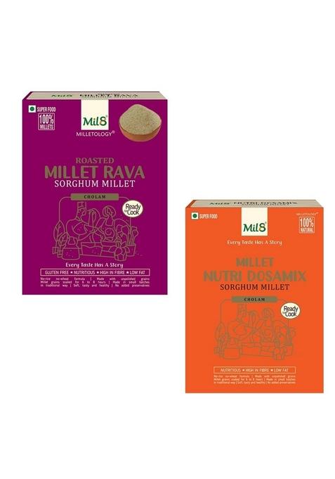 Mil8 Rava Sorghum & Nutri Dosamix Sorghum Millet Combo (300Gram-300Gram) Nutritious, Delicious And Healthy Breakfast Solution
