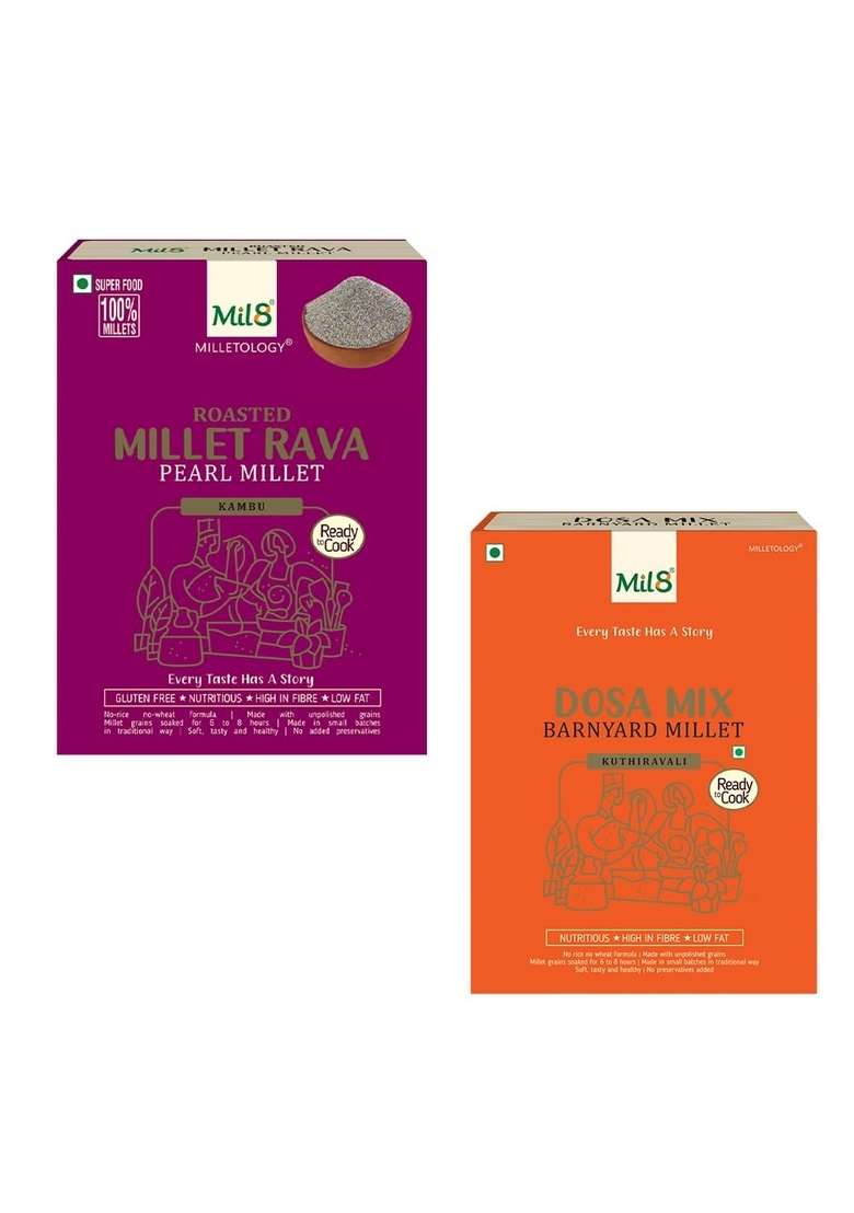 Mil8 Rava Pearl & Dosamix Barnyard Millet Combo (300Gram-300Gram) Nutritious, Delicious And Healthy Breakfast Solution - Indya