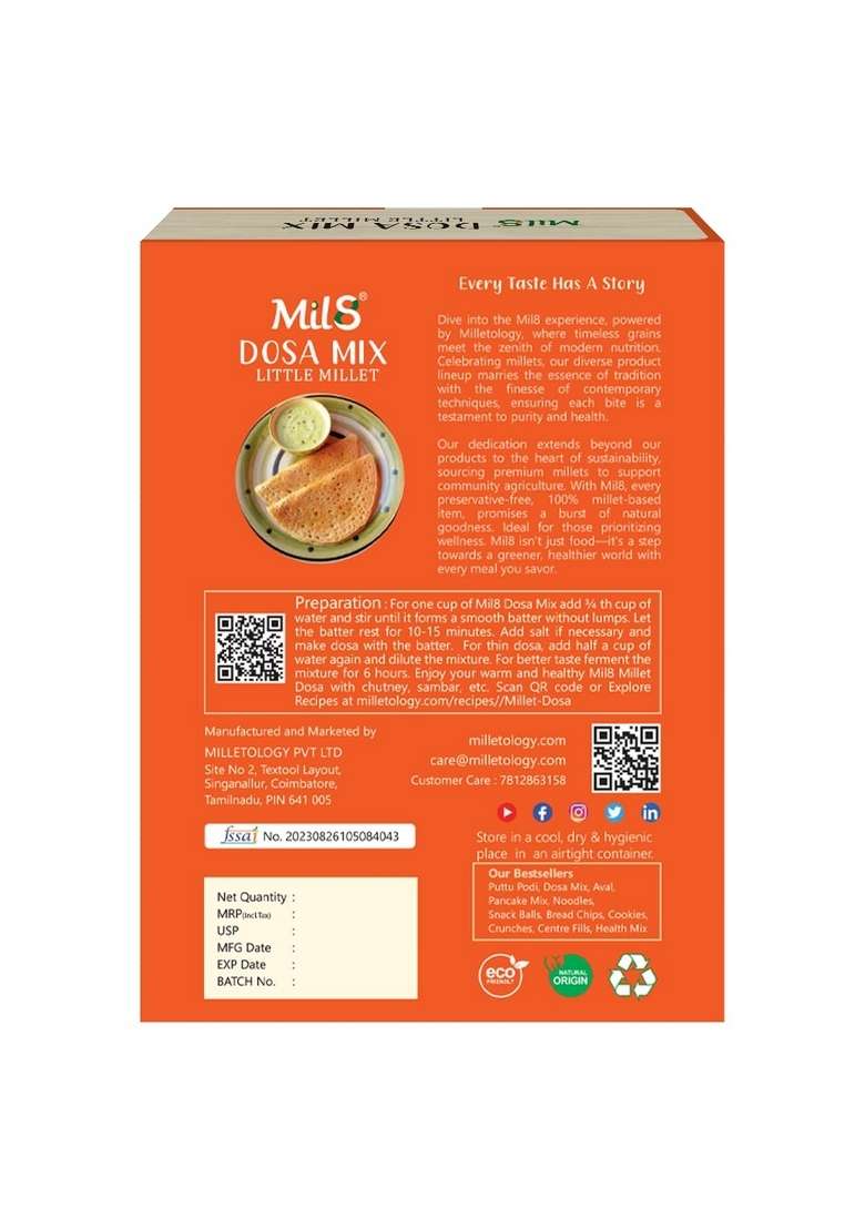 Mil8 Dosamix Little & Flour Sorghum Millet Combo (300Gram-300Gram) Nutritious, Delicious And Healthy Breakfast Solution - Indya