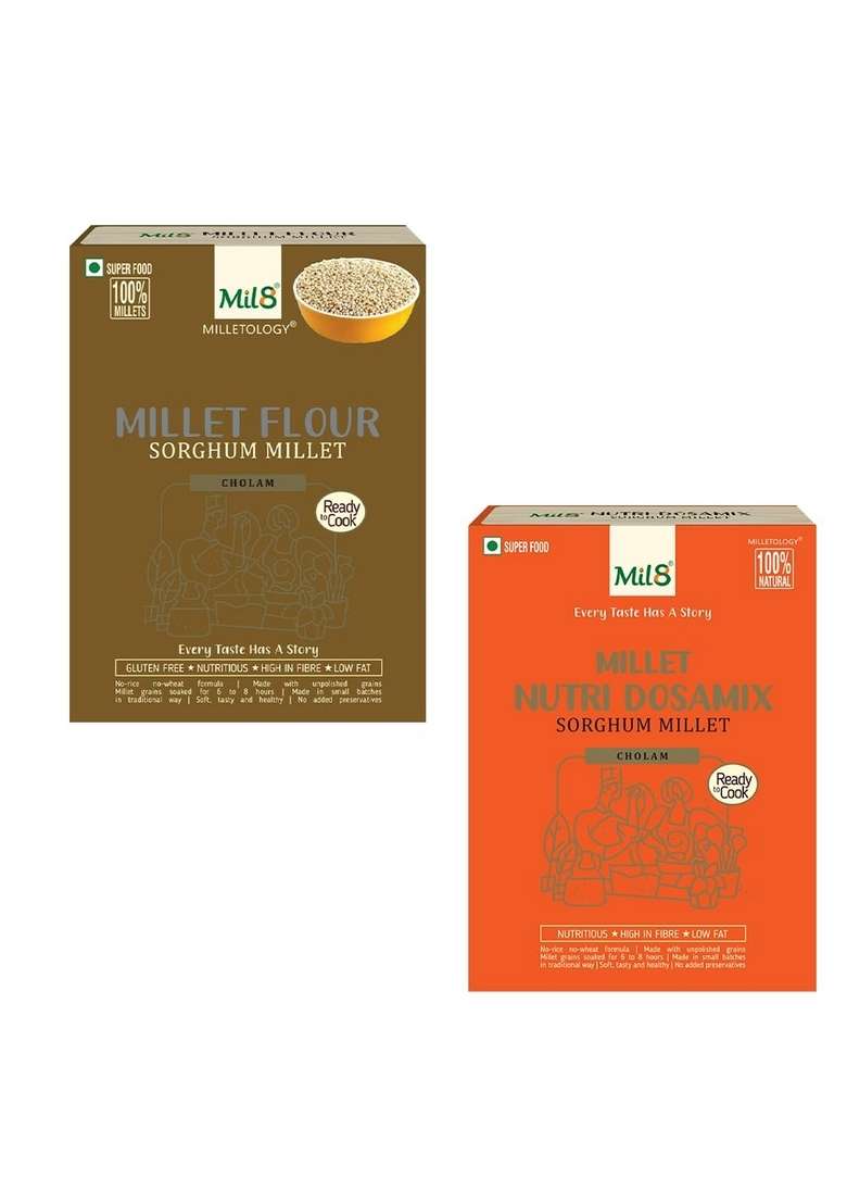 Mil8 Flour Sorghum & Nutri Dosamix Sorghum Millet Combo (300Gram-300Gram) Nutritious, Delicious And Healthy Breakfast Solution - Indya