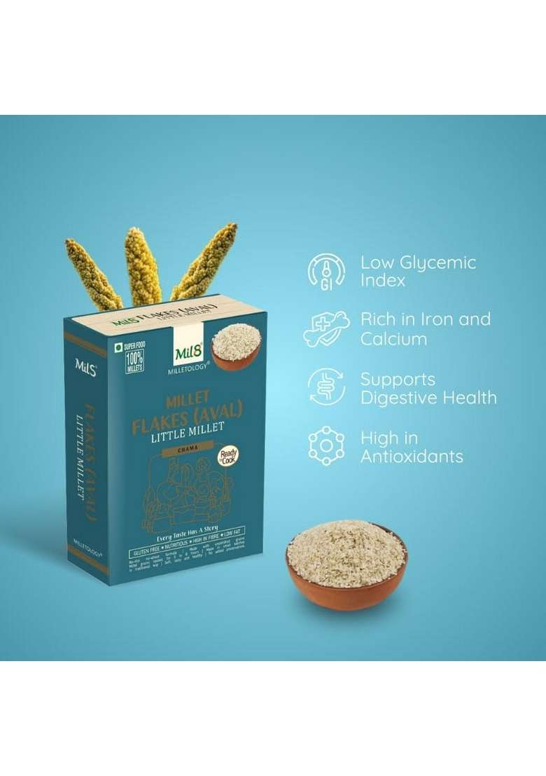 Mil8 Flakes (Aval) Little & Rava Sorghum Millet Combo (200Gram-300Gram) Nutritious, Delicious And Healthy Breakfast Solution - Indya