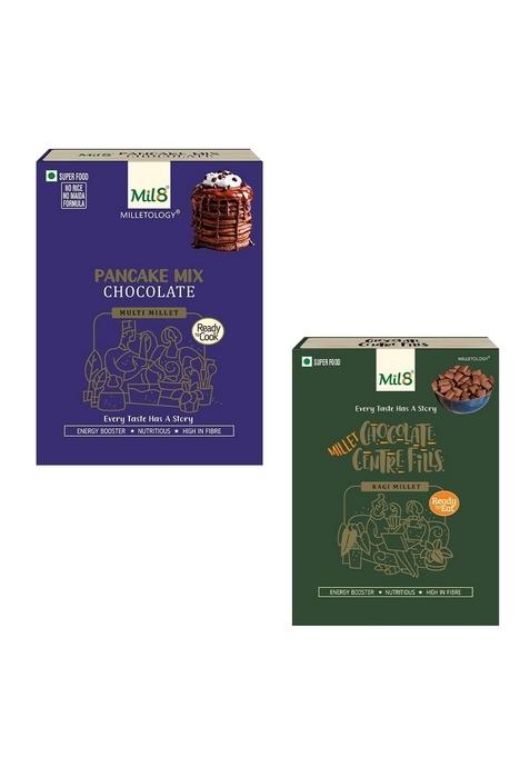 Mil8 Pancake Mix Chocolate & Ragi Chocolate Centre Fills Combo (200Gram-100Gram) Nutritious, Delicious And Healthy Breakfast Solution