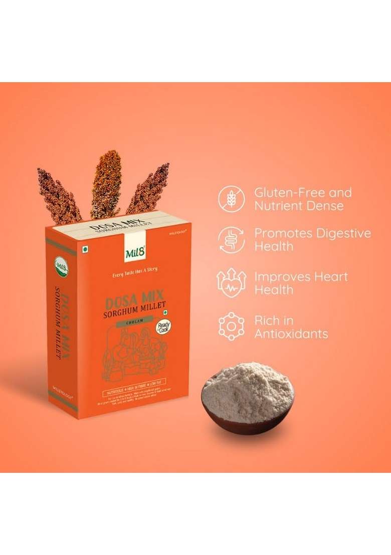 Mil8 Dosamix Sorghum & Flakes (Aval) Pearl Millet Combo (300Gram-200Gram) Nutritious, Delicious And Healthy Breakfast Solution - Indya