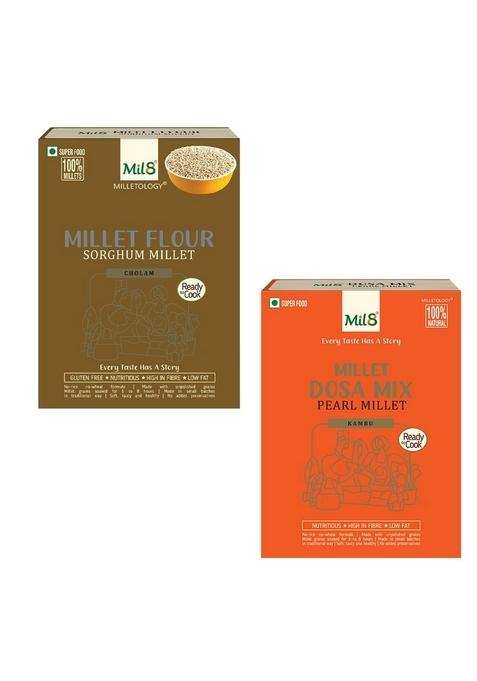 Mil8 Flour Sorghum & Dosamix Pearl Millet Combo (300Gram-300Gram) Nutritious, Delicious And Healthy Breakfast Solution