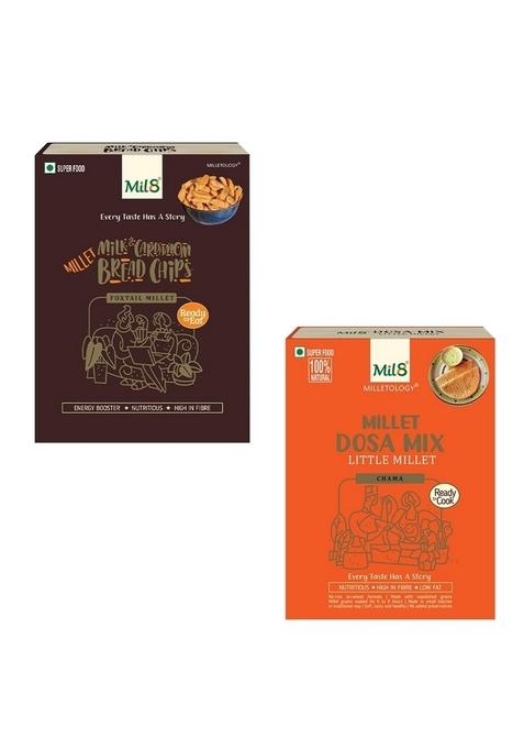 Mil8 Bread Chips Milk And Cardamom & Dosamix Little Millet Combo (40Gram-300Gram) Nutritious, Delicious And Healthy Breakfast Solution