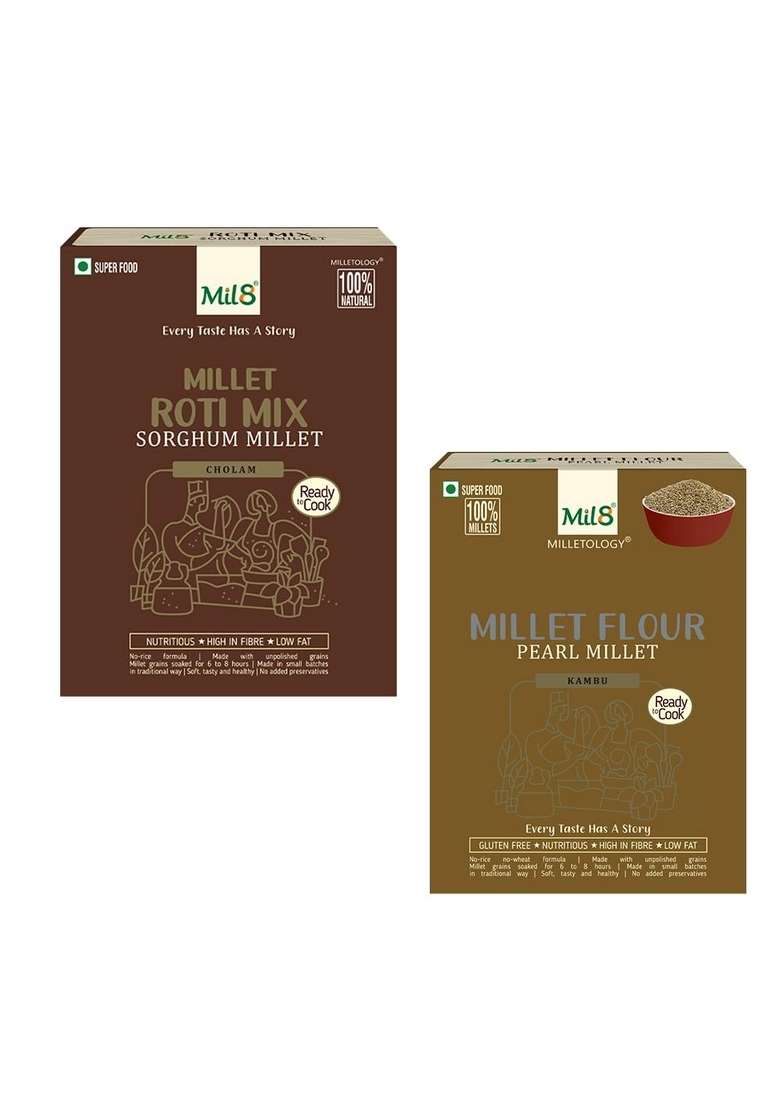 Mil8 Rotimix Sorghum & Flour Pearl Millet Combo (300Gram-300Gram) Nutritious, Delicious And Healthy Breakfast Solution - Indya