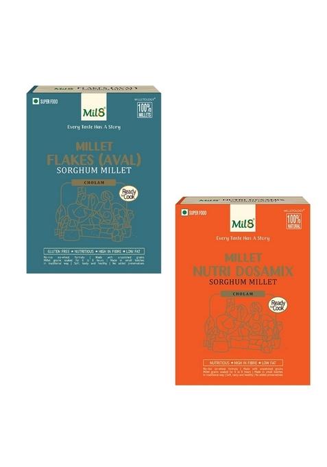 Mil8 Flakes (Aval) Sorghum & Nutri Dosamix Sorghum Millet Combo (200Gram-300Gram) Nutritious, Delicious And Healthy Breakfast Solution
