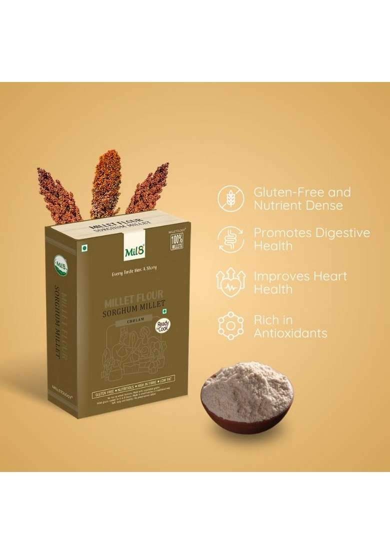 Mil8 Flour Sorghum & Flakes (Aval) Barnayard Millet Combo (300Gram-200Gram) Nutritious, Delicious And Healthy Breakfast Solution - Indya