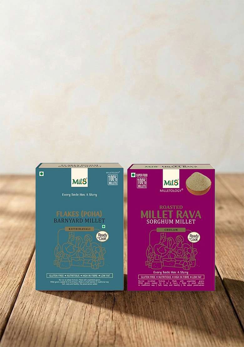 Mil8 Flakes (Aval) Barnayard & Rava Sorghum Millet Combo (200Gram-300Gram) Nutritious, Delicious And Healthy Breakfast Solution - Indya
