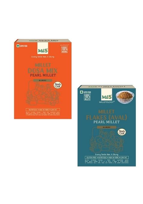 Mil8 Dosamix Pearl & Flakes (Aval) Pearl Millet Combo (300Gram-200Gram) Nutritious, Delicious And Healthy Breakfast Solution