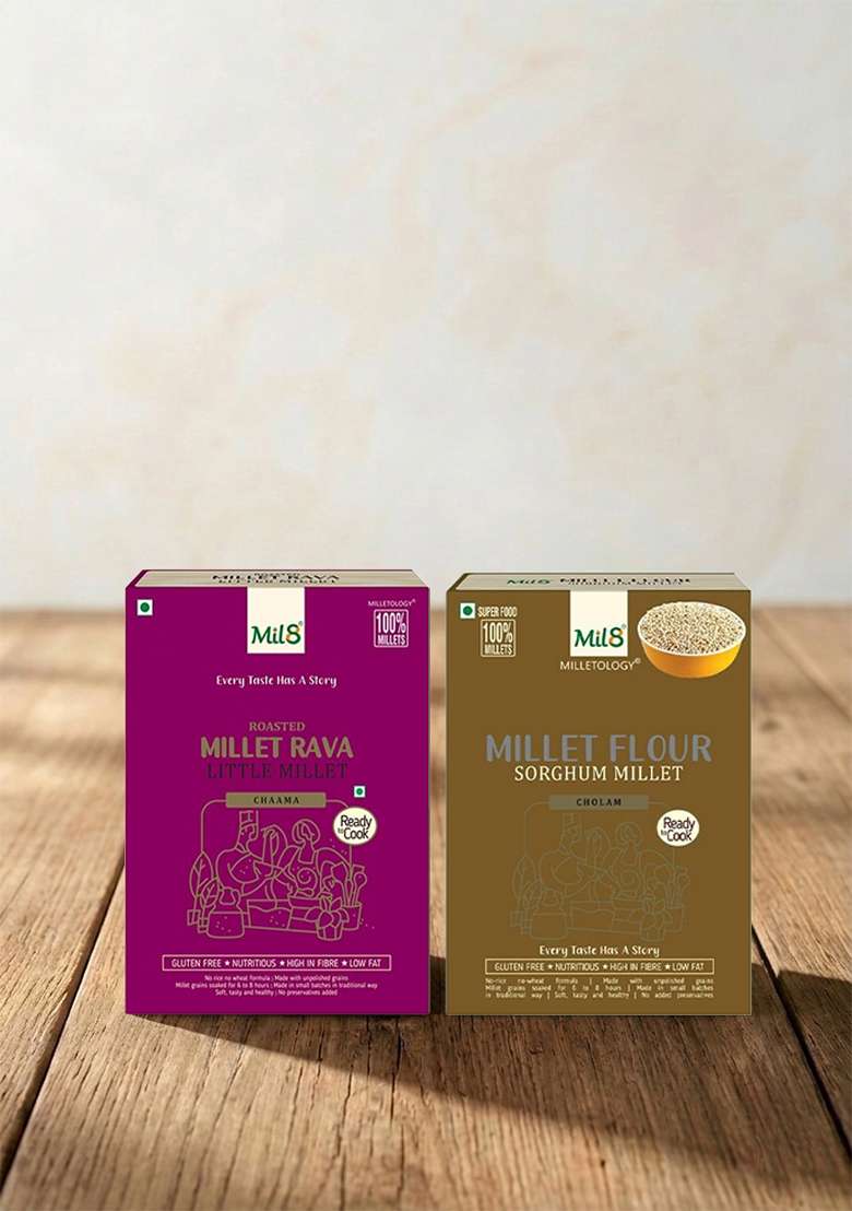 Mil8 Rava Little & Flour Sorghum Millet Combo (300Gram-300Gram) Nutritious, Delicious And Healthy Breakfast Solution - Indya