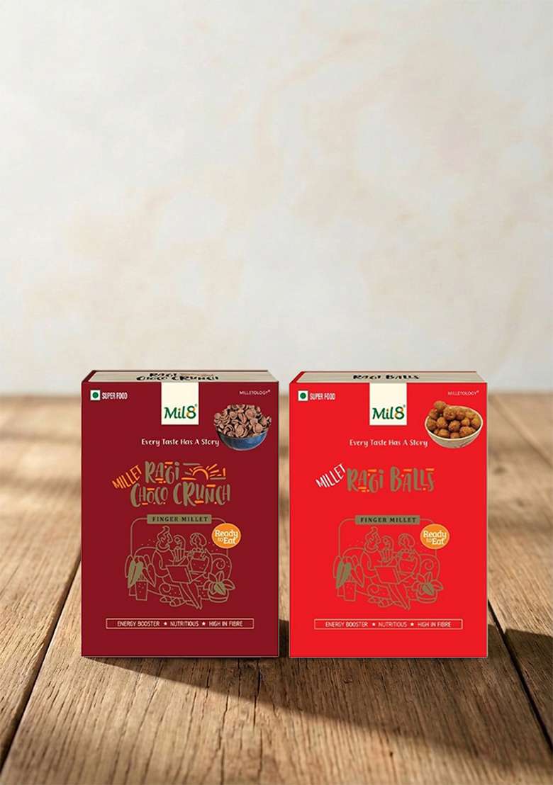 Mil8 Ragi Choco Crunch & Ragi Balls Combo (80Gram-40Gram) Nutritious, Delicious And Healthy Breakfast Solution - Indya