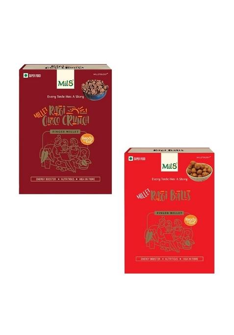 Mil8 Ragi Choco Crunch & Ragi Balls Combo (80Gram-40Gram) Nutritious, Delicious And Healthy Breakfast Solution