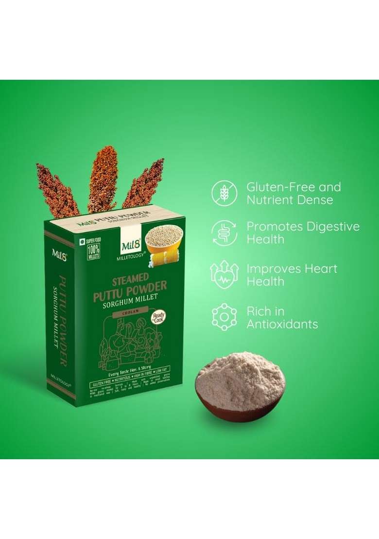 Mil8 Puttu Powder Sorghum & Flour Finger Millet Combo (300Gram-300Gram) Nutritious, Delicious And Healthy Breakfast Solution - Indya