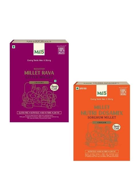 Mil8 Rava Little & Nutri Dosamix Sorghum Millet Combo (300Gram-300Gram) Nutritious, Delicious And Healthy Breakfast Solution