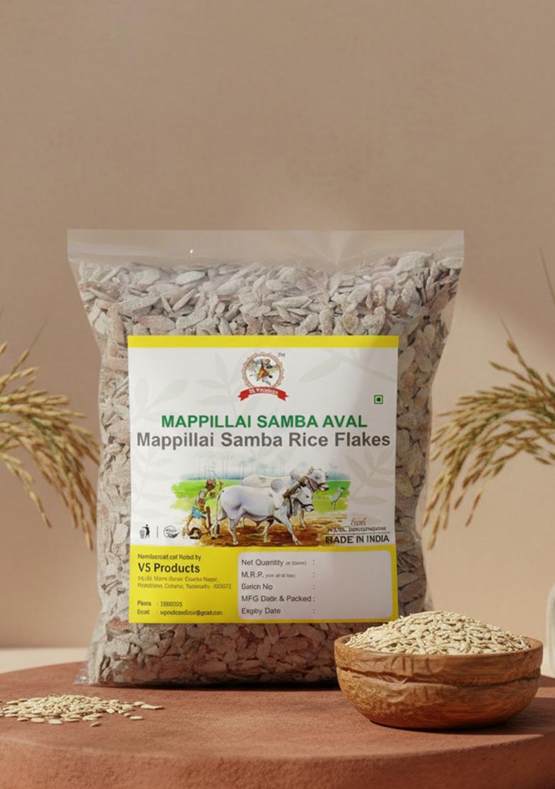 Vs Products Mappillai Samba Rice Flakes 600G, Mappillai Samba Aval (Poha) Rice Flakes For Breakfast | Cereal Flakes, 600G
