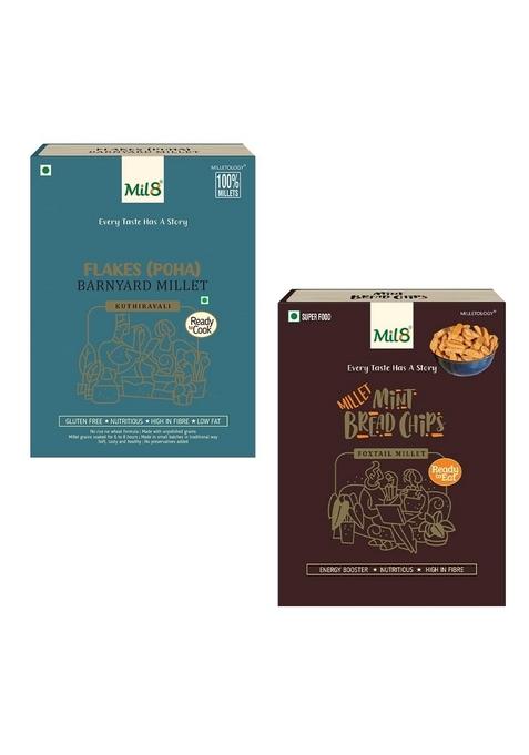 Mil8 Flakes (Aval) Barnayard & Bread Chips Mint Combo (200Gram-40Gram) Nutritious, Delicious And Healthy Breakfast Solution