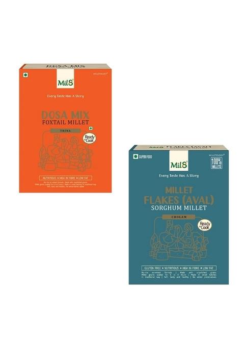 Mil8 Dosamix Foxtail & Flakes (Aval) Sorghum Millet Combo (300Gram-200Gram) Nutritious, Delicious And Healthy Breakfast Solution